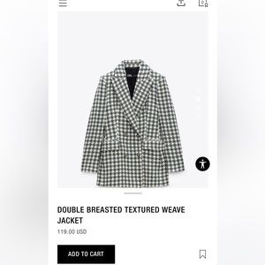 Zara DOUBLE BREASTED TEXTURED WEAVE JACKET NWT